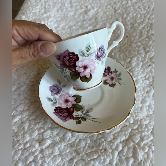 None Accents Vintage Royal Ascot Tea Cup And Saucer Roses Pink And